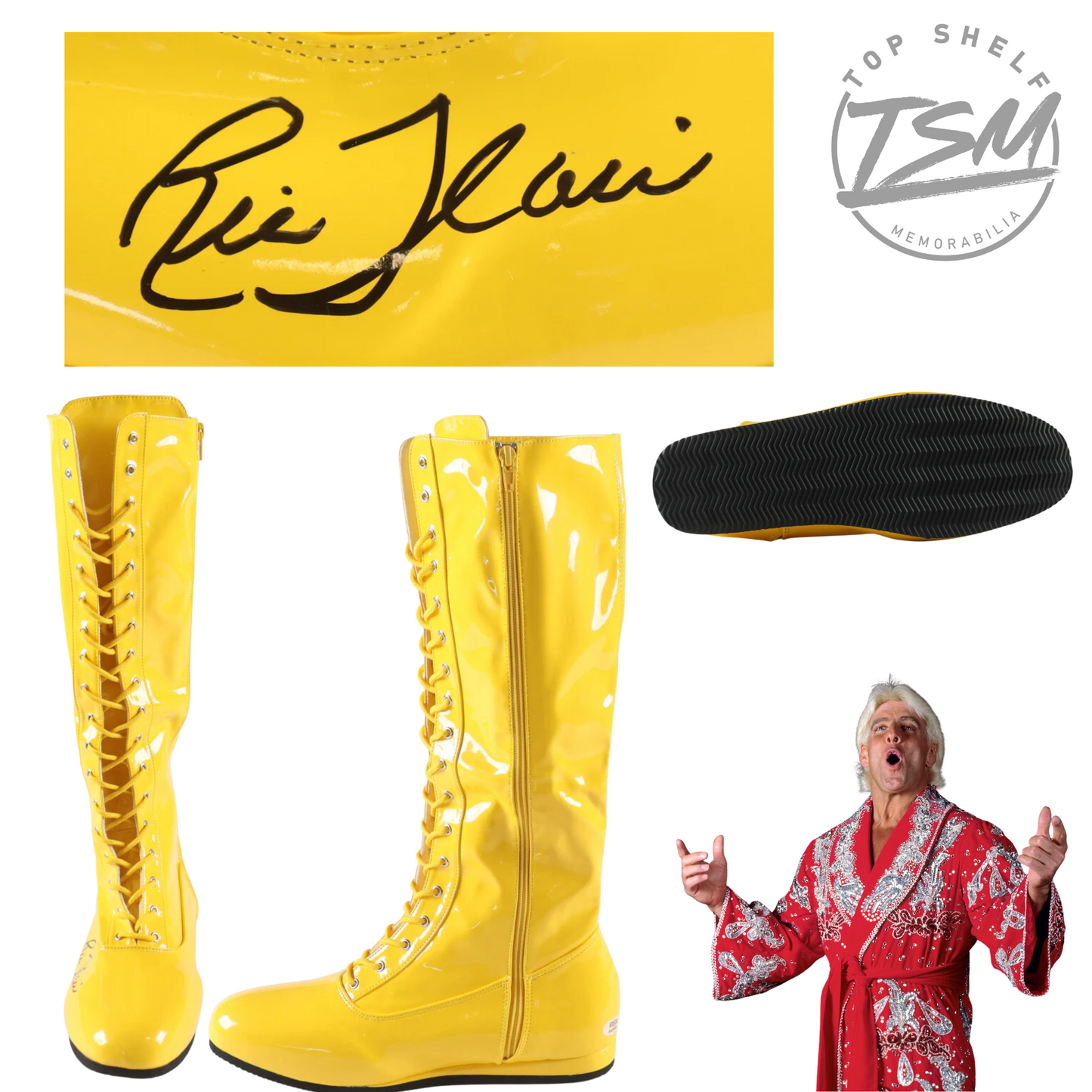 Ric Flair Signed Wrestling Boot (PSA) - Yellow