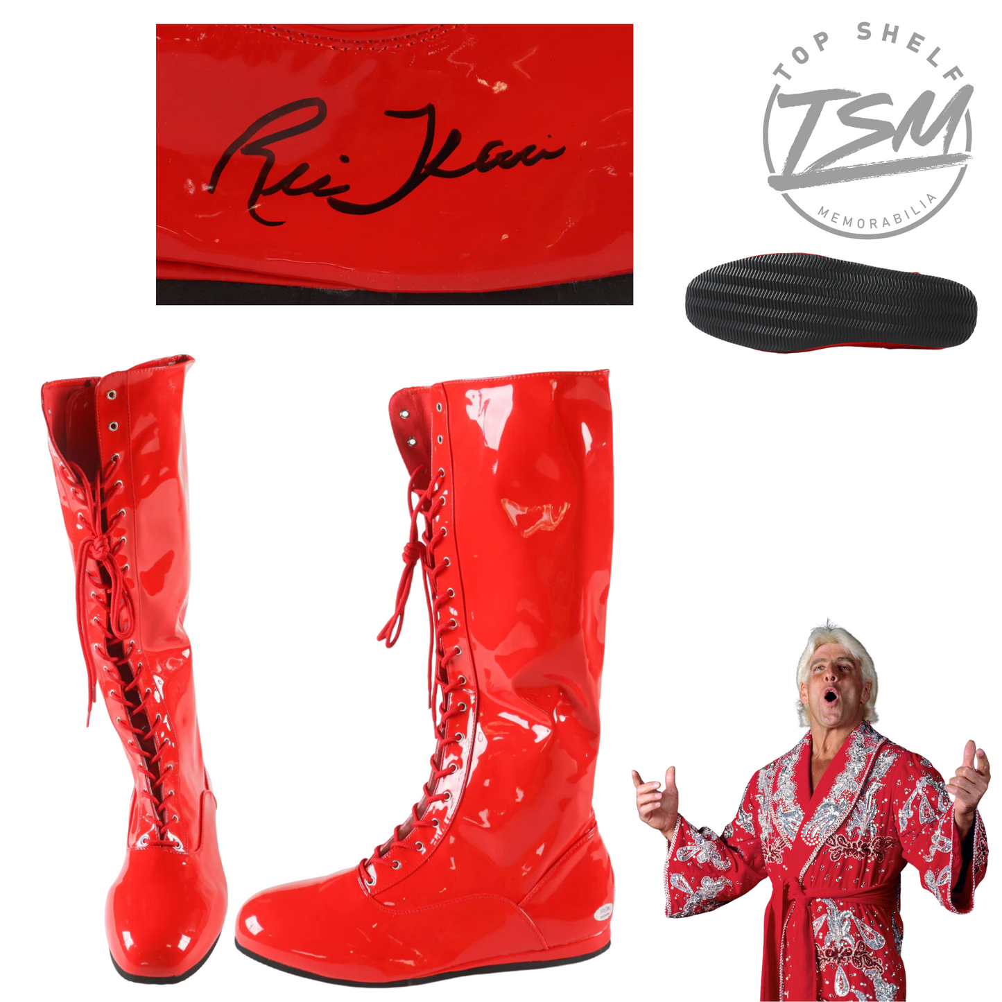 Ric Flair Signed Wrestling Boot (PSA) - Red