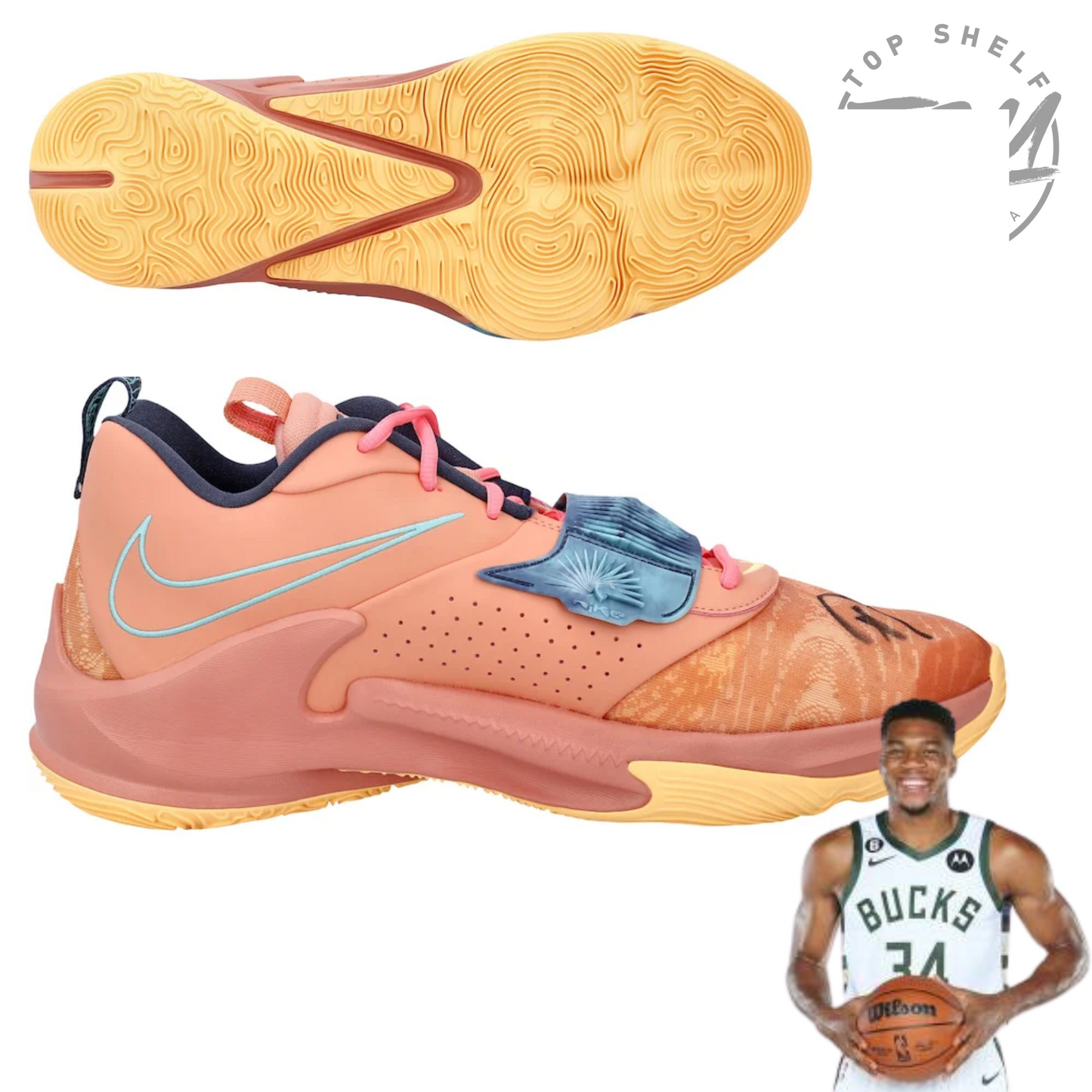 Giannis Antetokounmpo Autographed Nike Zoom Freak 3 Shoe