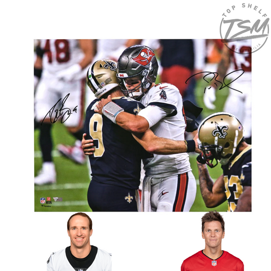 Tom Brady & Drew Brees Autographed 16" x 20" Postgame Handshake Photograph