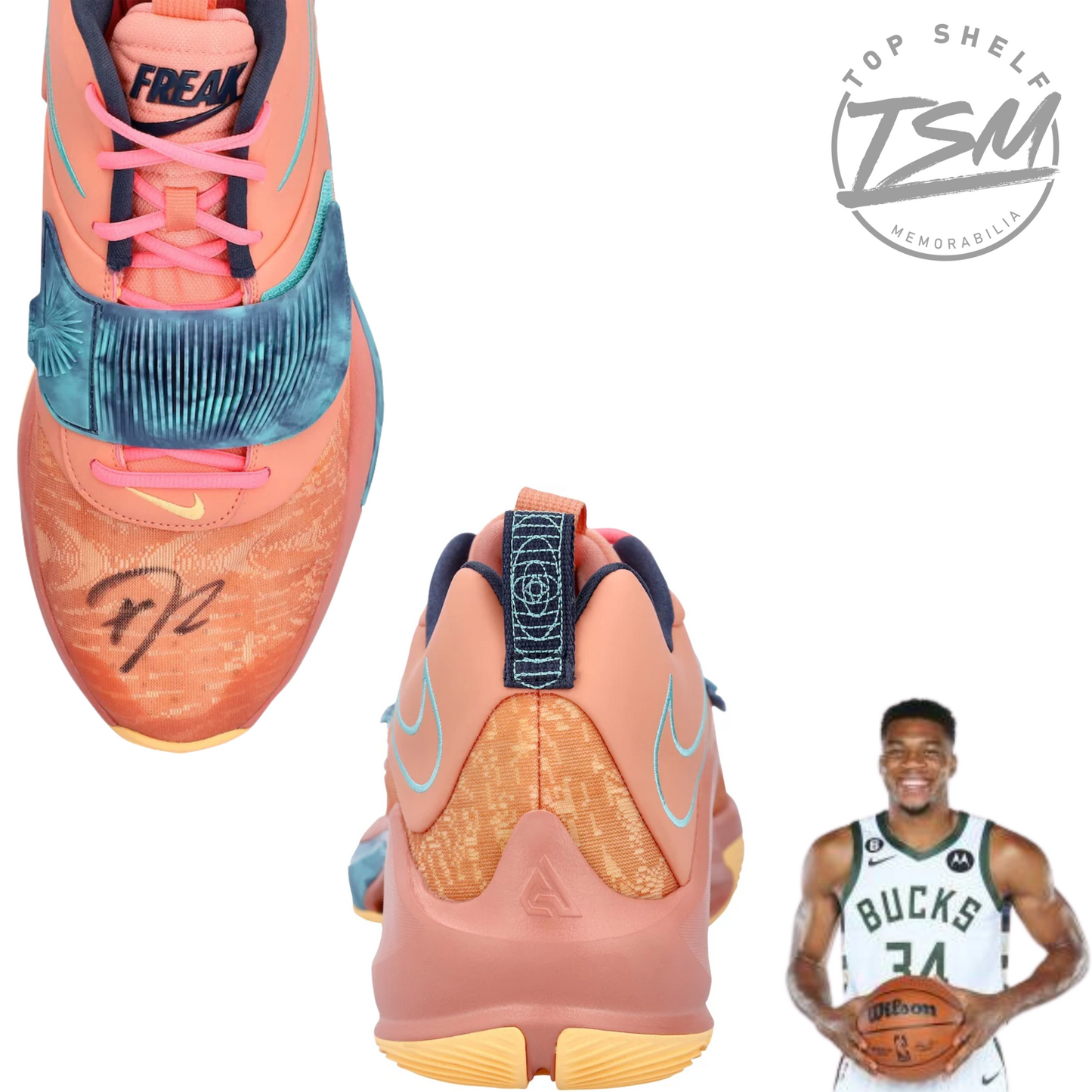 Giannis Antetokounmpo Autographed Nike Zoom Freak 3 Shoe
